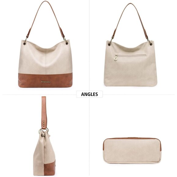 Women A-cream Imported Zipper Ladies Shoulder Handbags with Back Pocket - Picture 6 of 7